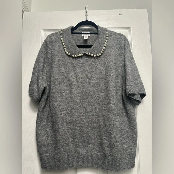 H&M Gray Sweater with Pearl Detail - Picture 1 of 2
